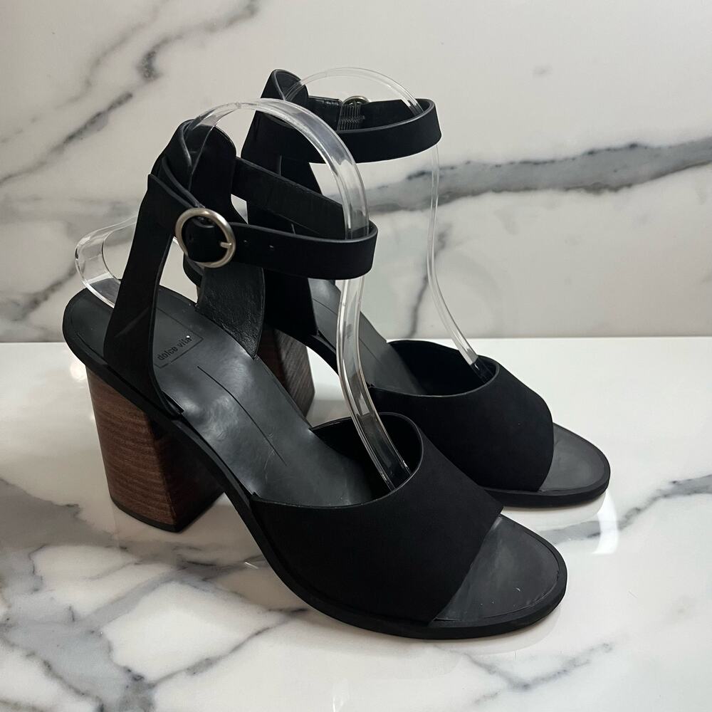 Dolce Vita | Women's Classic Black Strappy Block Heel Open Toe Sandals Sz 8.5